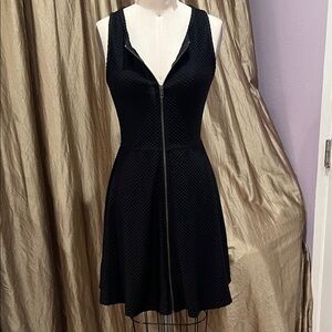 American Rag Textured Black Zip-Front Mini Dress